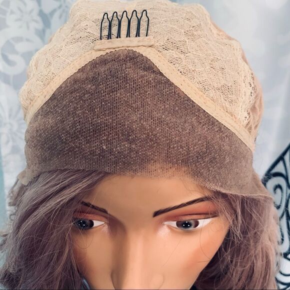 Dusty Rose Lace Front Synthetic Curly Lob Wig Size OS - Picture 10 of 13